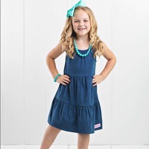 Ruffle Girl Faux Denim Tiered Ruffle Dress